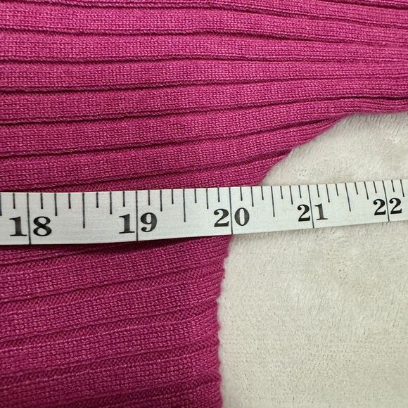 Pink Rose Women’s Ribbed Sweater Size XL Fuchsia Scoop Neck Slit Sleeve Pullover - Picture 7 of 7